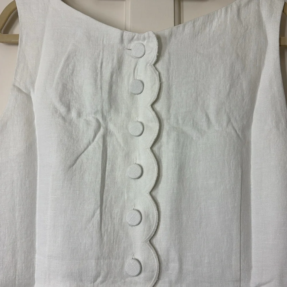 J.Crew Scalloped-trim shift dress in linen CA670